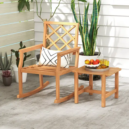 Natural Teak Wood Outdoor Side Table with Slatted Top and Stable Base {6}