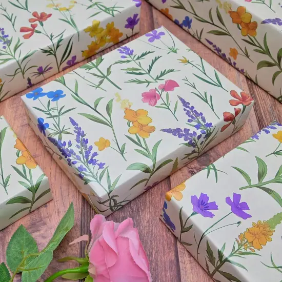 Wildflower Wrapping Paper 6 Pcs Retro Floral Pattern Gift Wrap Paper Folded Flat for Girls Women Birthday Wedding Mothers Day Baby Shower 19.6 X 27.8 Inch {2}