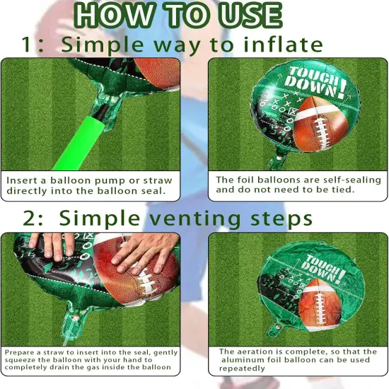 6Pcs Football Party Supplies Kit 3Pcs 26inch Football Balloons & 3Pcs 18inch Field for Birthday Celebrations, Football Party Decorations & Sports-Themed Decor {4}