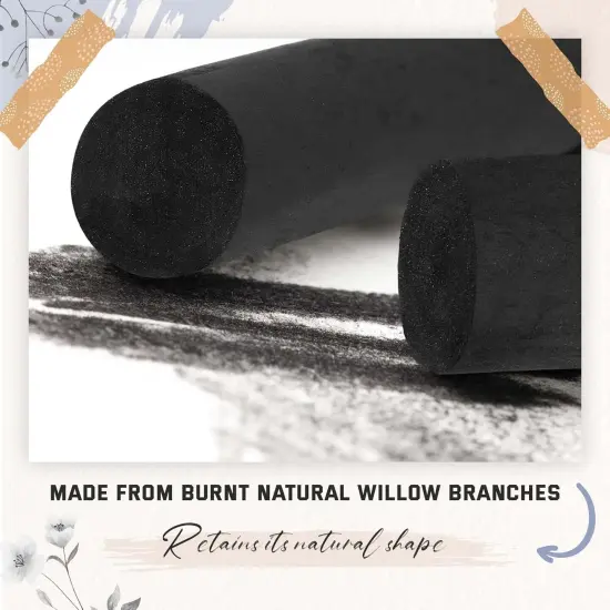 5 Pcs Jumbo Willow Charcoal Sticks 0.79-0.94 Inch Large Soft Willow Charcoal Chunky Drawing for Sketching Artist Supplies, Black {4}