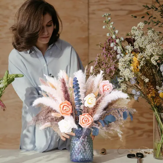 Dried Flower Bouquet | Pampas Grass Decor | Floral Arrangements for Home & Wedding | Boho, Rustic, and Modern Decorations {5}