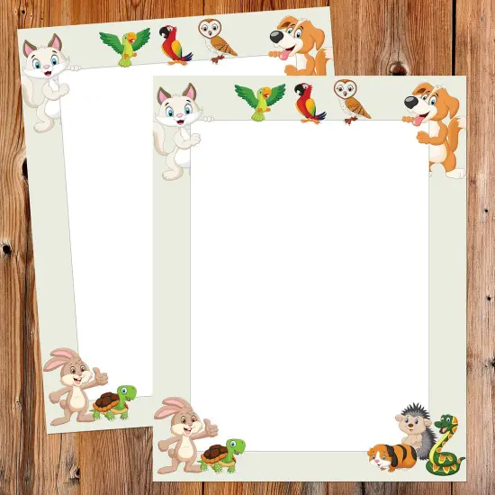 Great Papers! Whimsical Animal Pals Letterhead, for Invitations, Announcements and Personal Messages, Printer Friendly 8.5”x11”, 50 Pack {3}