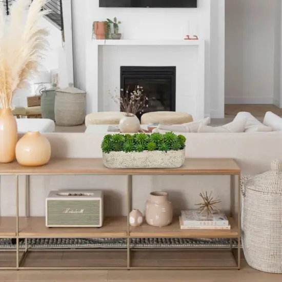 Fake Plants Succulents in Cement Pot Faux Plants Indoor Artificial Succulent Arrangement for Home Office Farmhouse Desk Decoration {2}