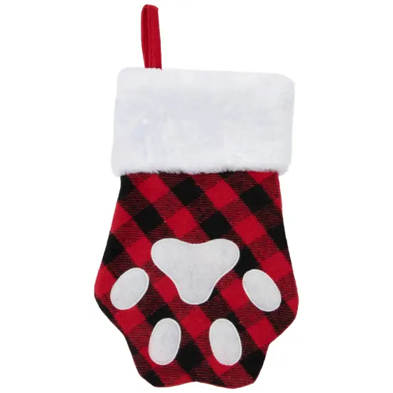 Northlight 15.5" Red and Black Buffalo Plaid Pet Embroidered Christmas Stocking {3}
