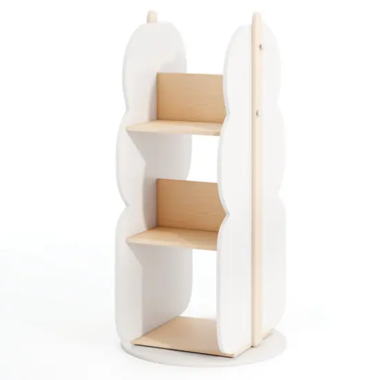 White Engineered Board 360&deg; Rotatable Toy Storage Shelf with 5 Open Shelves {1}