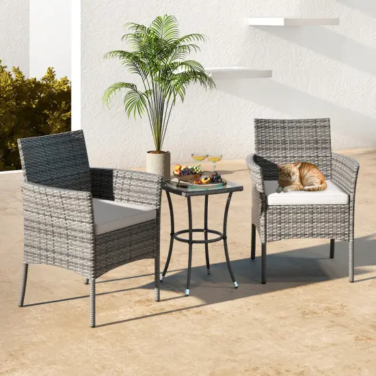 2 Pieces Outdoor PE Rattan Armchairs with Cozy Seat Cushions and Ergonomic Backrest {2}