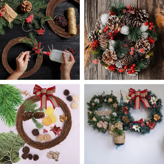 6 Pcs 12 Inch Natural Grapevine Wreath frame Set, Hand-Woven Vine Branch Wreaths for DIY Crafts, Christmas Decorations, Home & Event Styling {4}