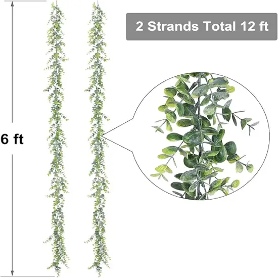 6 Pack Artificial Eucalyptus Garland, Fake Eucalyptus Greenery Garland Wedding Backdrop Arch Wall Decor, 6 Feet/Strand Fake Hanging Plant for Table Festival Party Decoration {3}