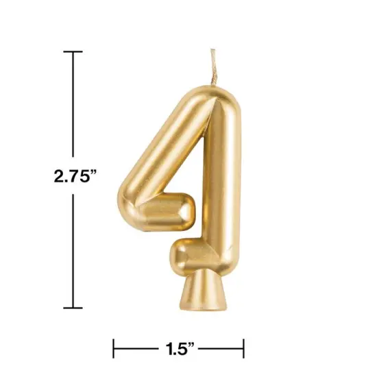 12 pc Bulk Gold Number 4 Candles {2}