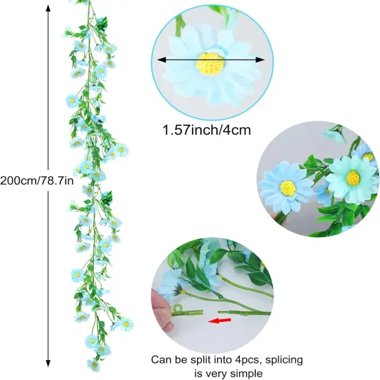 Summer Flower Garland Artificial Daisy Garland Fake Hanging Vines with Daisy Flowers for Wall Home Party Wedding Indoor Outdoor Decor {5}