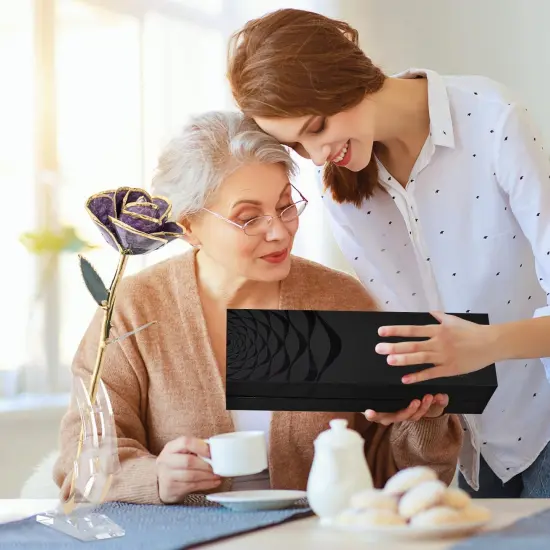 Purple Gold Rose Gifts for Women,24k Gold Dipped Real Rose Lasted Forever with Stand Gift for Mom Her,Christmas,Valentines Day, Mothers Day, Birthday {2}