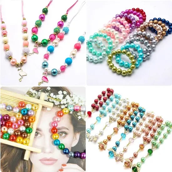 Grey Pearl Beads for Jewelry Making, 1750pcs Grey Pearl Craft Bead with Hole 4mm 6mm 8mm 10mm 12mm Loose Spacer Bead for Necklace Bracelet Earrings Ring Choker Wedding Dress Decor (Grey) {4}