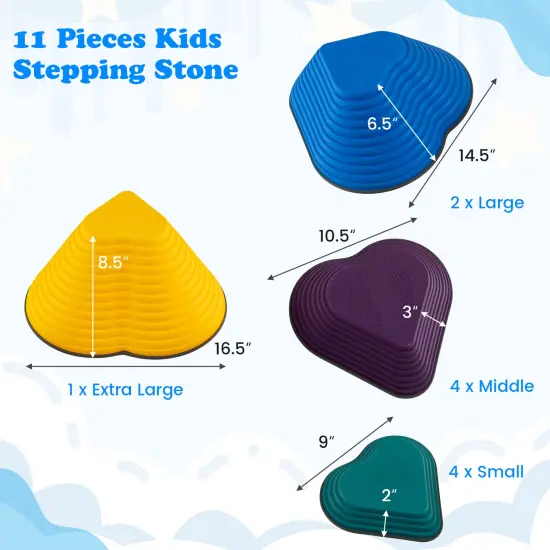 11-Piece Kids Stepping Stone Set with Non-Slip Edge for Balance and Motor Skill Development {3}