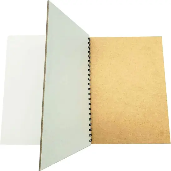 Spiral Sketch Book Large Notebook（Built-in drawing board） Kraft Cover Blank Sketch Pad Wirebound Sketching for Drawing Painting 8.6x11.4-Inch (1 Pack) 200 Pages, 100 Sheets {2}