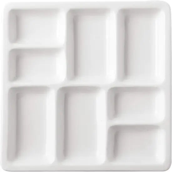 8-Well Porcelain Artist Paint Palette, Mixing Ceramic Watercolor Palette, Mixing Tray for Watercolor Gouache Acrylic Oil Painting 8 Inch {5}