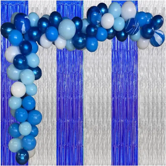Blue Balloons Garland Arch Kit, 108 Pcs Blue White Marble Balloons for Graduation Birthday Baby Shower Wedding Party Decorations {3}