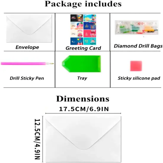 Diamond Art Painting Happy Birthday Cards, 8 Packs DIY 5D Diamond Greeting Cards Kits for Adults Diamond Art Birthday Cards with Envelopes Birthday Gifts for Families, Friends, Partners {4}