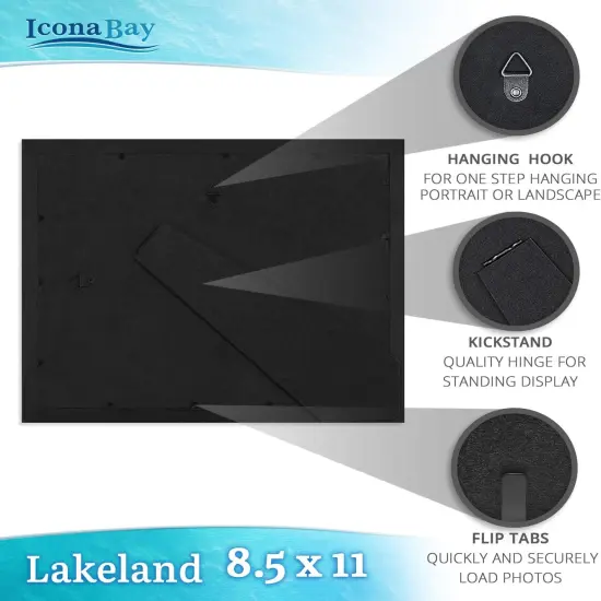 8.5x11 Certificate Frames - Black, 6 Pack - Contemporary Diploma Frames 8.5 x 11 - Composite Wood Document Frames for Walls or Table Top - Lakeland Collection {1}