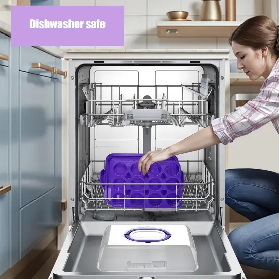 Cupcake and Cake Container with Lid, 12 Capacity Cup Cake Portable Carrier Dessert Holder with Handle for Family Picnics and Party Events, 2-in-1 Design, Purple {4}