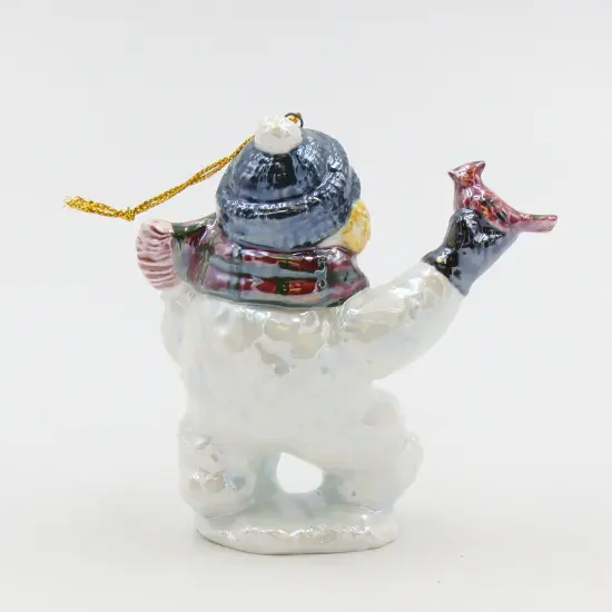 Ceramic Snowman with Bird and Birdhouse Ornament, Home D&eacute;cor, Gift for Her, Mom, Christmas tree D&eacute;cor {3}