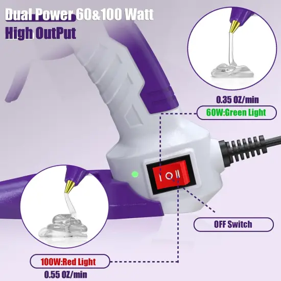 Full Size Hot Glue Gun with 60/100W and On/Off Switch, Dual Temp Heavy Duty Industrial Hot Melt Glue Gun with 15 Hot Glue Sticks (7/16") and 3 Finger Protectors for Craft, DIY and Repairs Visit the MONVICT Store {2}