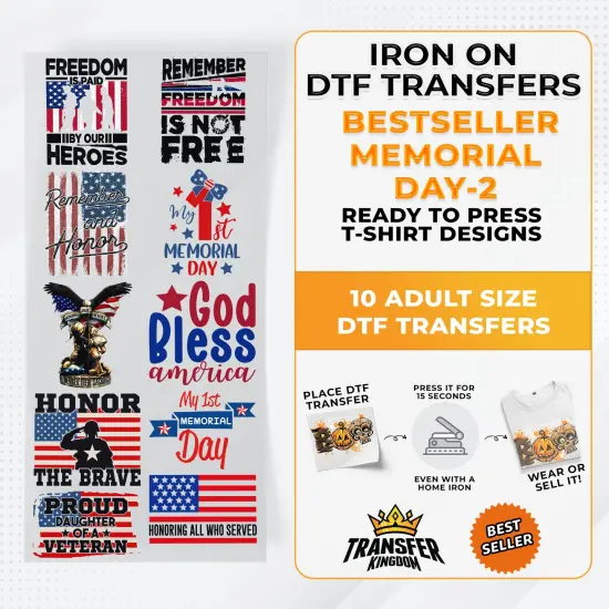 Best Seller Memorial Day T-shirt Designs Premade DTF Gangsheet - DTF Bundle 2 {1}