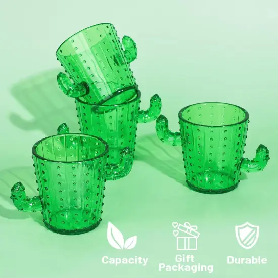 Plastic Cactus Shot Glasses(Set of 24), 2 Oz Green Cute Cactus Tequila Glasses for Western, Bachelorette, Cinco de Mayo, Tequila, Fiesta Themed Party Supplies {3}