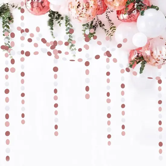 Rose-Gold Pink White Party Decorations Paper-Garland - 52Ft Birthday Baby Bridal Shower Decoration Streamers Banner,Mothers Day Bachelorette Engagement Wedding Party Supplies Bunting {4}