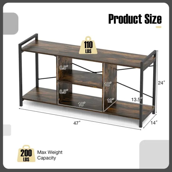 TV Stand with Metal Frame, Storage, Shelves and Anti-Tipping Kits {5}