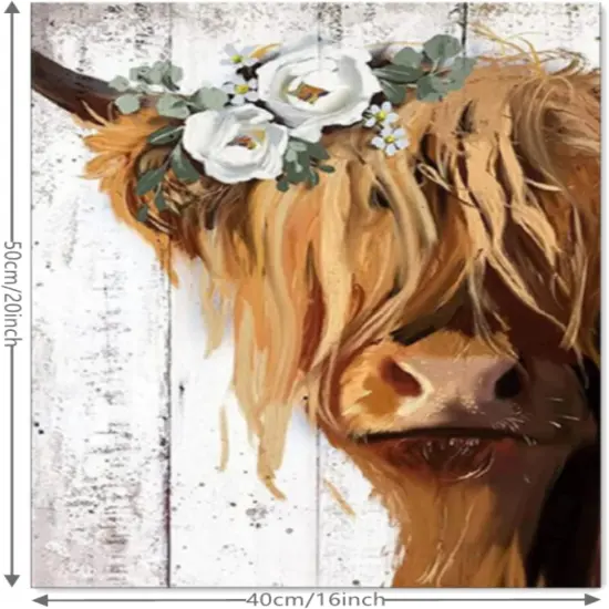 DIY Paint by Number for Adults Beginner Highland Yak Painting Numbers Paint Kits Canvas DIY Arts Crafts for Home Decor 16x20 Inch Without Frame {4}