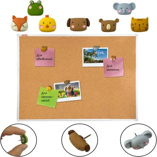 30 Pcs Animal Push Pins Cute Push Pins Photo Wall Map Cork Board Decorative Drawing Pins for Fox, Frog, Chick, Bear, Dog, Cat, Elephant Thumbtack {5}