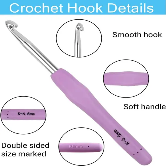 Crochet Hook Set,14 Sizes Crochet Hooks for Arthritic Hands,Crochet Hooks Ergonomic Soft Grip with Case,Crochet Needles {2}