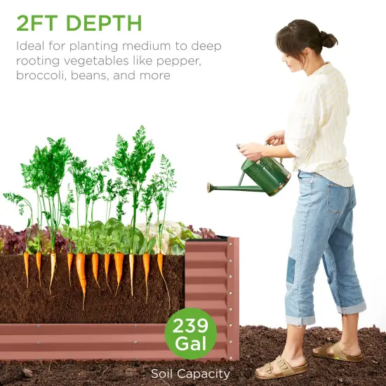 Best Choice Products 8x2x2ft Raised Metal Outdoor Garden Bed, Planter Box for Flowers, Vegetables, Herbs Terracotta {3}