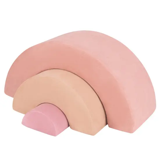 Faux Suede Kids Climbing Set and 3-Piece Soft Arch Play Couch Pink {4}