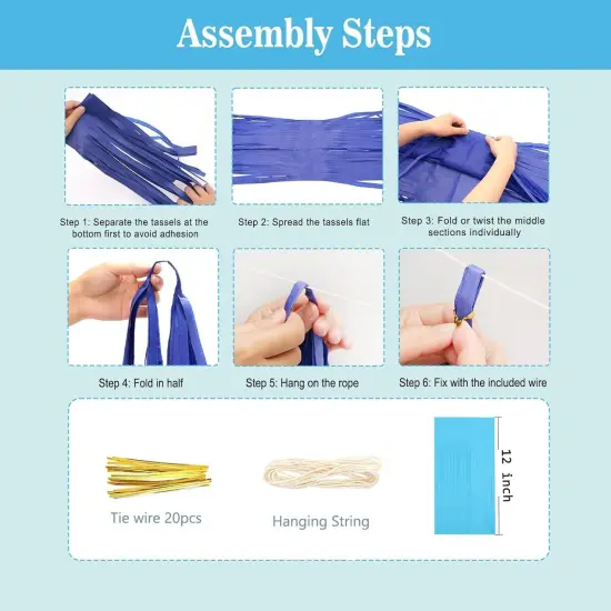 Pink Purple Rose Gold Tissue Paper Tassel Garland,Tissue Tassel Banner for Party Decorations,Pack of 15 {2}