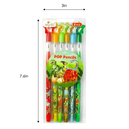 Jurassic Stackable Multi Point Pencils - Set of 6 {5}