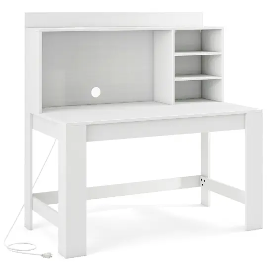 48 Inch Writing Computer Desk with Cable Management Hole Suitable for Any Room White {8}