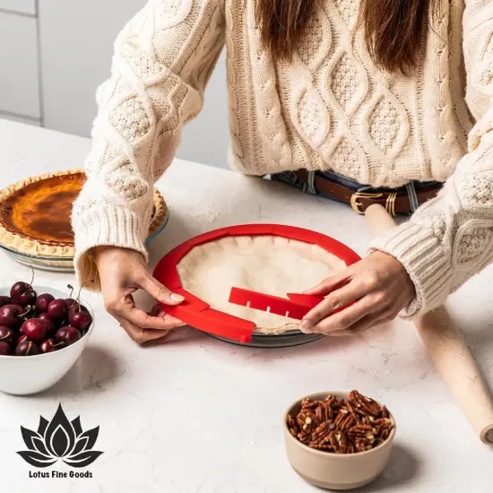 Premium 4 in 1 Cupcake Carrier with Lid - Cupcake, Deviled Egg, Pie & Cake Container - Includes Pie Crust Shield & 12 Silicone Baking Cups {5}