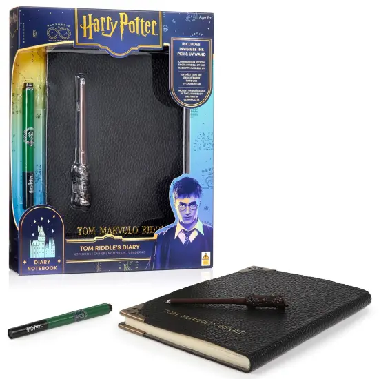 Wizarding World: Tom Riddle's Diary - Secret Replica Notebook, Slytherin House Invisible Ink Pen, Magic UV Reveal Mini Wand, Harry Potter Collectible {1}