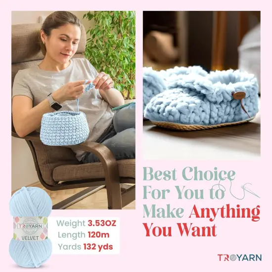 Velvet Yarn for Crocheting - Chenille, Amigurumi, Fluffy, Plush, Baby Blanket Yarn, Size 6, 100g (132 Yards) {3}