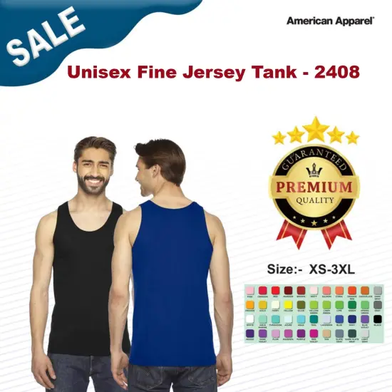 American Apparel&reg; Unisex Fine Jersey Tank - 2408 Black {3}