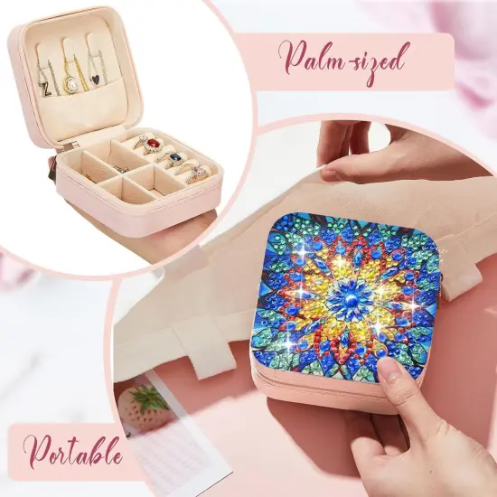 2PC Diamond Art Jewelry Boxes Kits for Adults with Painting Accessories Gem Tools Crystral dots Paint Craft for Girl Women Kids Teen Gifts Mandral Blue {5}