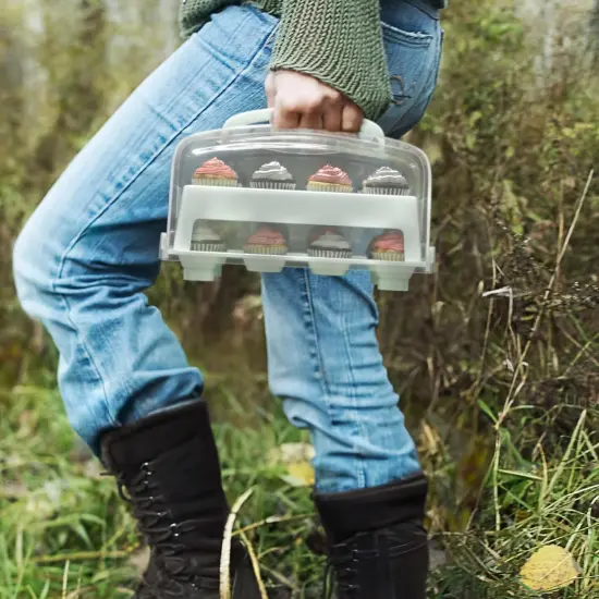 Box for MINI Cupcakes. NOT For Standard Size Cupcakes. Fashionable Green MINI Cupcake Carrier Holds 24 MINI-Size Cupcakes, MINI Cupcake Traveler, Reusable Cupcake Box {3}