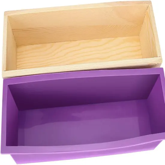 2 PCS 42oz Purple Soap Molds with 2 Lids, Flexible Rectangular Silicone Soap Making Molds Kit with Wood Box, DIY Tool Set for Soap Making Supplies&hellip; {4}