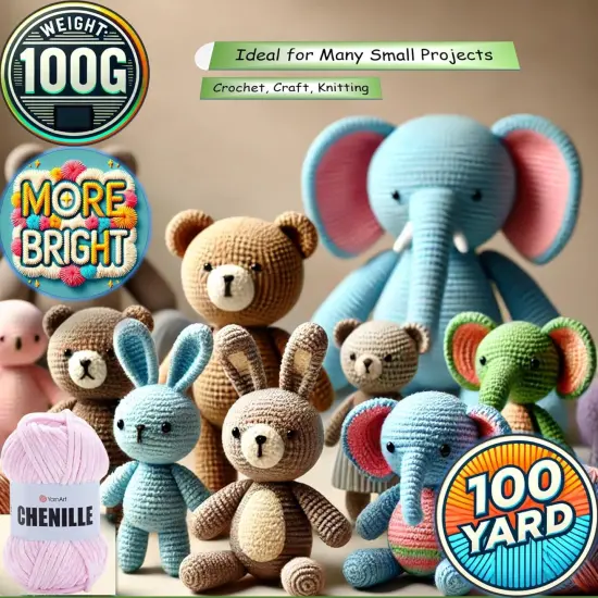 2 Skein Yarn Art Chenille Yarn, Velvet Yarn, Super Soft Fluffy Bulky 5, for Knitting Crocheting Crafting Blanket Amigurumi, Soft Velvet Baby, Durable, 100gr x 2, 100yards x 2 (Pink-550, Pack 2) {4}