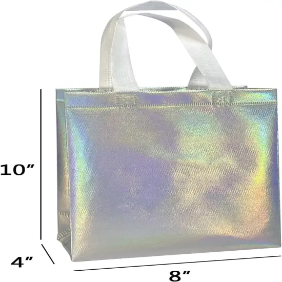 8" X 4" X 10" Reusable Gift Bags With Handles for Birthday Christmas Party Favor Gift Bag Pack of 12 (3 Colors Mix) {2}