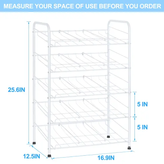 5-Tier Heavy-Duty Can Rack Organizer &ndash; 60-Can Capacity Pantry Storage with 15&deg; Tilt Design, Adjustable Dividers (16.9x12.5x25.6") White {3}