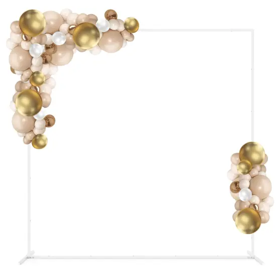 6.6FT Metal Square Backdrop Stand &ndash; Heavy Duty Balloon Arch Kit for Weddings, Parties, Photo Booth Decor (Indoor/Outdoor, Reusable, Detachable) White {1}