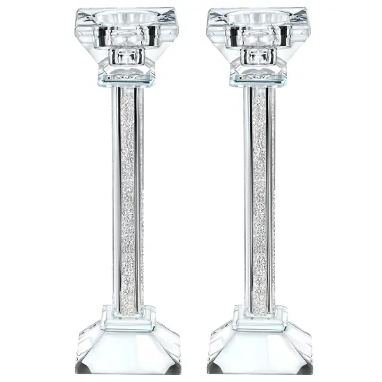 Crystal Candlesticks with Crushed Gemstones Gold {1}
