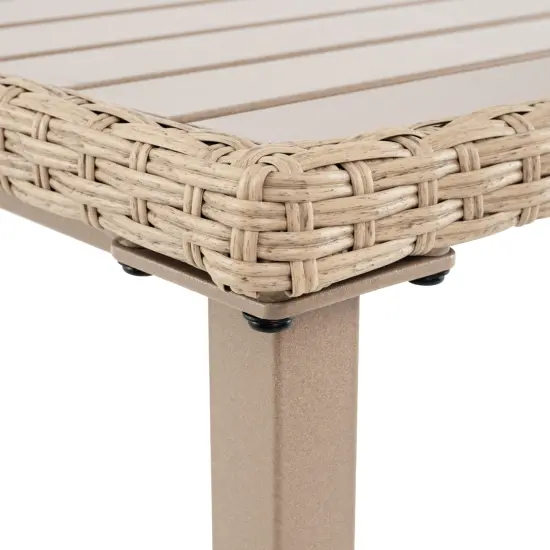 Light Brown Metal and PE Rattan Bar Table with Spacious Top and Sturdy Frame {6}